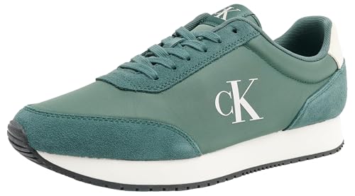 Calvin Klein Herren Runner Sneaker Retro Iconic Schuhe, Grün (Green Palm/Creamy White), 44 von Calvin Klein