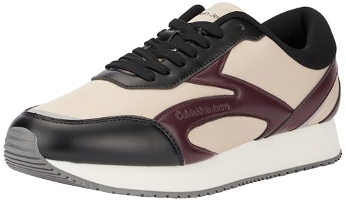 Calvin Klein Herren Runner Sneaker Retro Multilayer Schuhe, (Eggshell/Bitter Chocolate), 46 von Calvin Klein