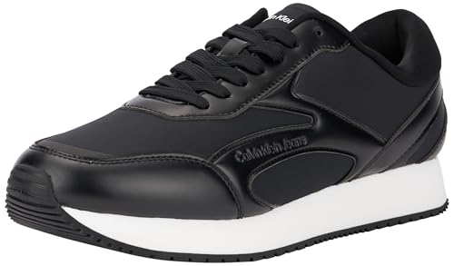 Calvin Klein Herren Runner Sneaker Retro Multilayer Schuhe, Schwarz (Black/Bright White), 41 von Calvin Klein