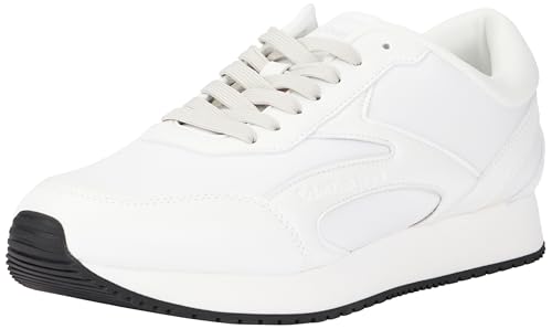 Calvin Klein Herren Runner Sneaker Retro Multilayer Schuhe, Weiß (B White/O Mushroom), 44 von Calvin Klein