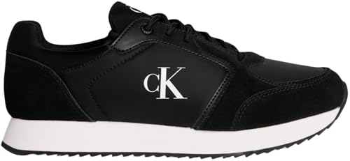 Calvin Klein Herren Runner Sneaker Retro Sock Lace Up mit Logo, Schwarz (Black/Bright White), 41 von Calvin Klein