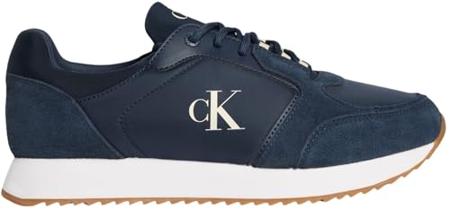 Calvin Klein Herren Runner Sneaker Retro Sock Lace Up mit Logo, Mehrfarbig (Calvin Navy/Bright White/Gum), 46 von Calvin Klein