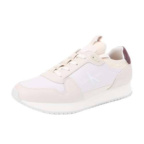 Calvin Klein Herren Runner Sneaker Retro Sock Schuhe, Beige (Eggshell/C White), 44 von Calvin Klein