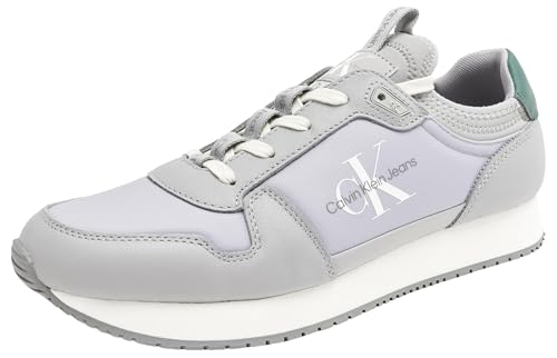 Calvin Klein Herren Runner Sneaker Retro Sock Schuhe, Formal Grey/Green Palm (Grau), 46 von Calvin Klein
