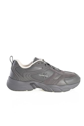 Calvin Klein Herren Chunky Sole Sneaker Retro Tennis Low Lace aus Leder, Grau (Charcoal Grey), 45 von Calvin Klein