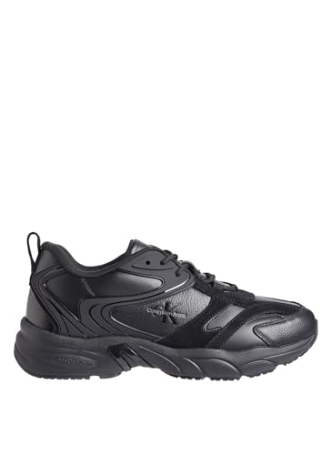 Calvin Klein Herren Chunky Sole Sneaker Retro Tennis Low Lace aus Leder, Schwarz (Triple Black), 40 von Calvin Klein