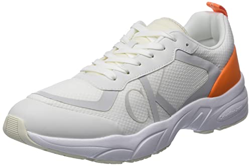 Calvin Klein Jeans Herren Runner Sneaker Retro Tennis Mesh Sportschuhe, Weiß (White/Creamy White), 42 von Calvin Klein Jeans