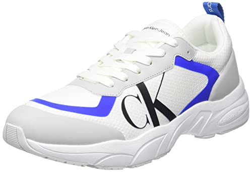 Calvin Klein Jeans Herren Runner Sneaker Retro Tennis Mesh Sportschuhe, Weiß (White/Blue), 42 von Calvin Klein Jeans