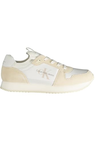 Calvin Klein Jeans Herren Runner Sneaker Nylon Leather Sportschuhe, Weiß (Bright White/Eggshell), 41 von Calvin Klein