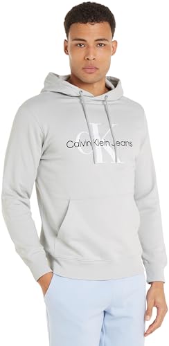 Calvin Klein Jeans Herren Hoodie Seasonal Monologo Regular mit Kapuze, Grau (Lunar Rock), XXL von Calvin Klein