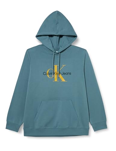 Calvin Klein Jeans Herren Hoodie Seasonal Monologo Regular Hoodie mit Kapuze, Blau (Goblin Blue), L von Calvin Klein Jeans