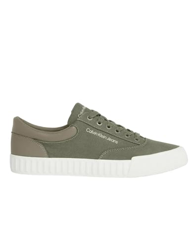 Calvin Klein Jeans Herren Skater Vulc Low Laceup Mix IN DC YM0YM00903 Vulkanisierte Sneaker, Grün (Dusty Olive/Bright White), 40 EU von Calvin Klein Jeans