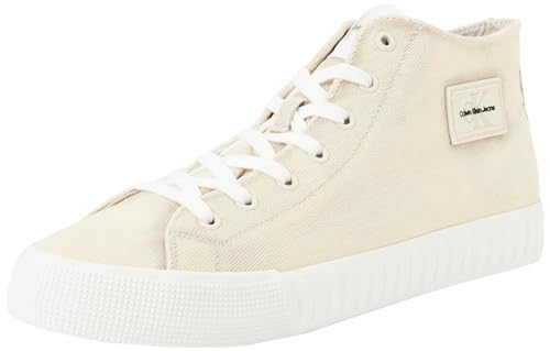Calvin Klein Herren Vulcanized Sneaker aus Baumwolle, Weiß (Creamy White/Bright White), 43 von Calvin Klein