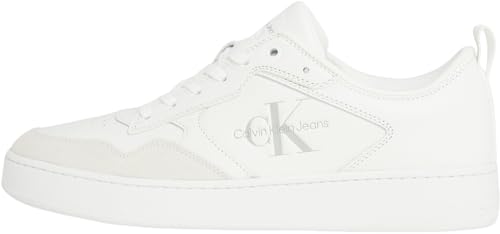 Calvin Klein Jeans Herren Court Sneaker Low Top aus Leder, Weiß (Triple Bright White), 44 von Calvin Klein