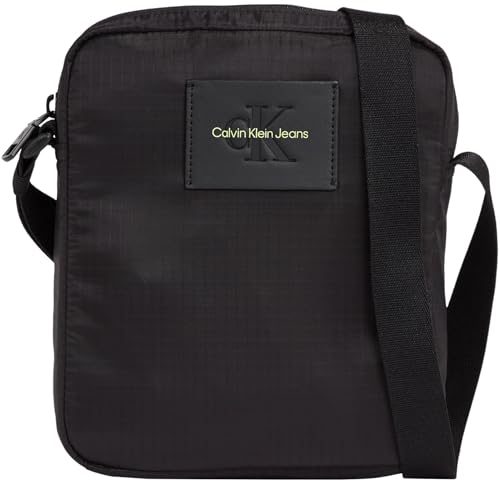 Calvin Klein Jeans Herren Umhängetasche Essentials Reporter Klein, Schwarz (Black/Sharp Green), Einheitsgröße von Calvin Klein Jeans