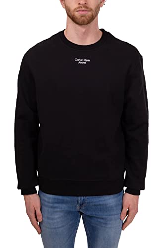 Calvin Klein Jeans Herren Stacked Logo Crew Neck J30J320044 Sweatshirts, Schwarz (Ck Black), M von Calvin Klein Jeans