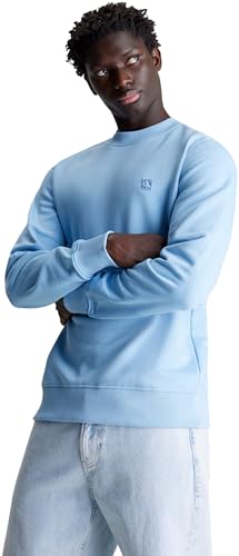 Calvin Klein Jeans Herren Sweatshirt Badge Crew Neck ohne Kapuze, Blau (Dusk Blue), S von Calvin Klein Jeans