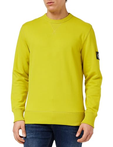 Calvin Klein Jeans Herren Sweatshirt Badge Crew Neck ohne Kapuze, Gelb (Tonic Yellow), L von Calvin Klein Jeans