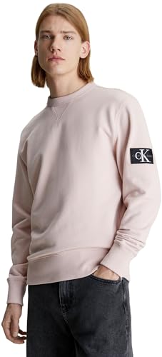 Calvin Klein Jeans Herren Sweatshirt Badge Crew Neck ohne Kapuze, Rosa (Sepia Rose), L von Calvin Klein Jeans