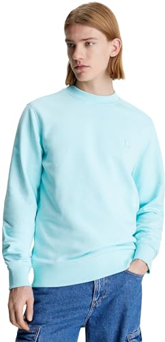 Calvin Klein Jeans Herren Sweatshirt Badge Crew Neck ohne Kapuze, Türkis (Blue Tint), S von Calvin Klein