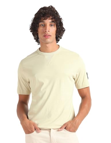 Calvin Klein Jeans Herren T-Shirt Kurzarm Badge Regular Rundhalsausschnitt, Grün (Green Haze), L von Calvin Klein Jeans