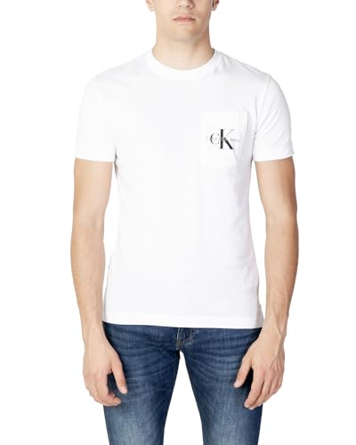 Calvin Klein Jeans Herren T-Shirt Kurzarm Core Monologo Rundhalsausschnitt, Weiß (Bright White), L von Calvin Klein Jeans