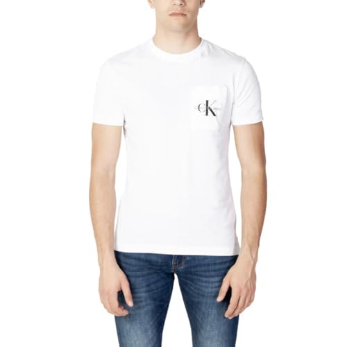 Calvin Klein Jeans Herren T-Shirt Kurzarm Core Monologo Rundhalsausschnitt, Weiß (Bright White), L von Calvin Klein Jeans