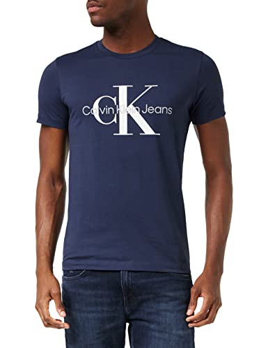 Calvin Klein Jeans Herren T-Shirt Kurzarm Core Monologo Slim Fit , Blau (Night Sky), 3XL von Calvin Klein Jeans