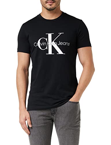 Calvin Klein Jeans Herren T-Shirt Kurzarm Core Monologo Slim Fit , Schwarz (Ck Black), 3XL von Calvin Klein Jeans