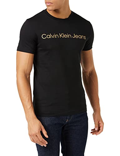 Calvin Klein Jeans Herren T-Shirt Kurzarm Institutional Logo Slim Fit, Schwarz (Ck Black), S von Calvin Klein Jeans