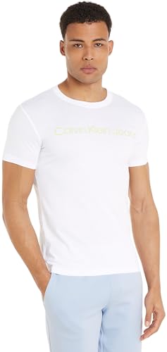 Calvin Klein Jeans Herren T-Shirt Kurzarm Institutional Logo Slim Fit, Weiß (Bright White), S von Calvin Klein Jeans