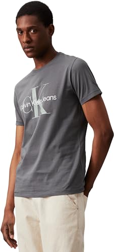 Calvin Klein Jeans Herren T-Shirt Kurzarm Rundhalsausschnitt, Grau (Endless Grey), 3XL von Calvin Klein