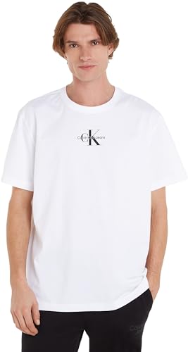 Calvin Klein Jeans Herren T-Shirts Kurzarm Monologo Regular Rundhalsausschnitt, Weiß (Bright White), 3XL von Calvin Klein Jeans