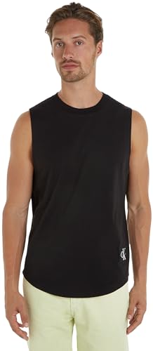 Calvin Klein Jeans Herren Tank Top Monologo Badge aus Baumwolle, Schwarz (Ck Black), M von Calvin Klein Jeans