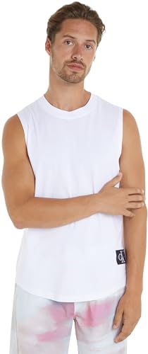 Calvin Klein Jeans Herren Tank Top Monologo Badge aus Baumwolle, Weiß (Bright White), L von Calvin Klein Jeans