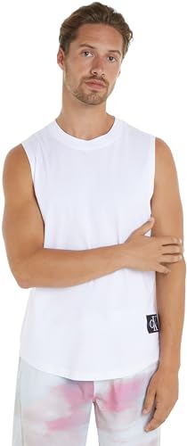 Calvin Klein Jeans Herren Tank Top Monologo Badge aus Baumwolle, Weiß (Bright White), XL von Calvin Klein Jeans
