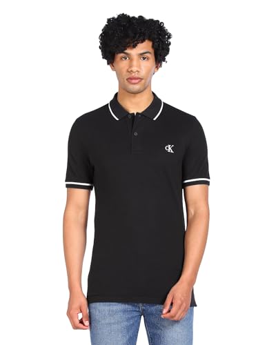 Calvin Klein Jeans Herren Poloshirt Kurzarm, Schwarz (Ck Black), XS von Calvin Klein Jeans