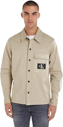 Calvin Klein Jeans Herren Hemd Utility Shirt Langarm, Beige (Plaza Taupe), XXL von Calvin Klein Jeans