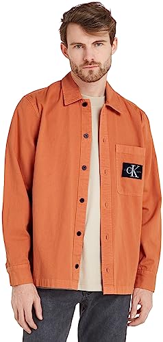 Calvin Klein Jeans Herren Utility Overshirt J30J323970 Gewebte Oberteile, Orange (Burnt Clay), L von Calvin Klein Jeans
