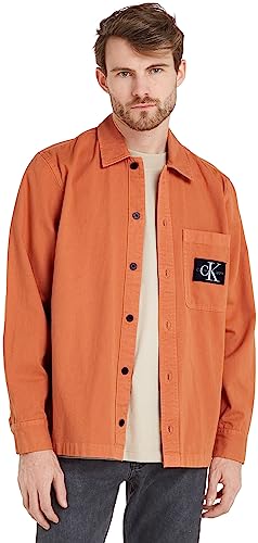 Calvin Klein Jeans Herren Utility Overshirt J30J323970 Gewebte Oberteile, Orange (Burnt Clay), S von Calvin Klein Jeans