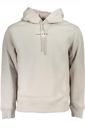 Calvin Klein Jeans Herren Hoodie Monologo mit Kapuze, Beige (Porpoise), XS von Calvin Klein Jeans