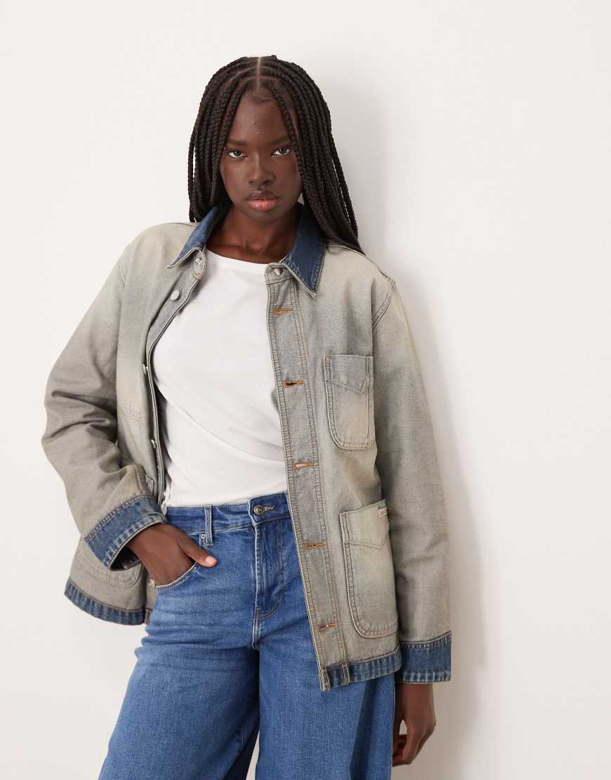 Calvin Klein Jeans - Inside out - Jacke im Chore-Look mit Stone-Waschung-Neutral von Calvin Klein Jeans