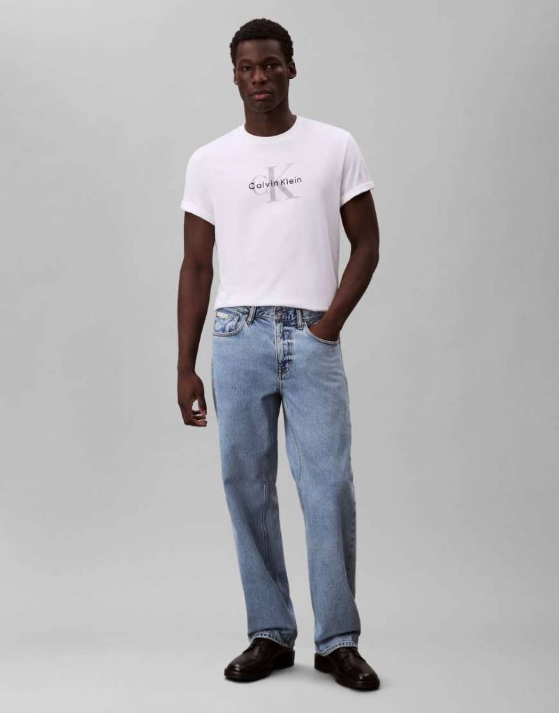Calvin Klein Jeans - Jeans im 90er-Stil mit geradem Schnitt in Stone-Waschung-Neutral von Calvin Klein Jeans