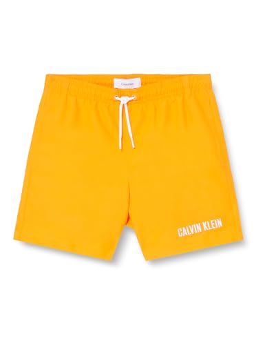 Calvin Klein Jeans Jungen Badeshorts Medium Drawstring Print Mittellang, Orange (Ip Water Reactive AOP), 12-14 Jahre von Calvin Klein