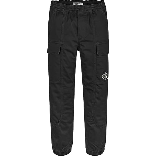 Calvin Klein Jeans Jungen Sateen Cargo Pants IB0IB01675 Gewebte Hosen, Schwarz (Ck Black), 10 Jahre von Calvin Klein Jeans