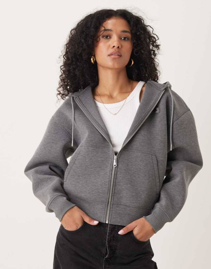 Calvin Klein Jeans - Kapuzenpullover aus neoprenähnlichem Material in Grau von Calvin Klein Jeans