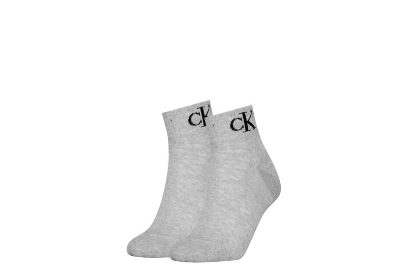 Calvin Klein Jeans Kurzsocken CKJ WOMEN QUARTER 2P MONOGRAM (2-Paar, 2 Paar) mit Logostickerei von Calvin Klein Jeans