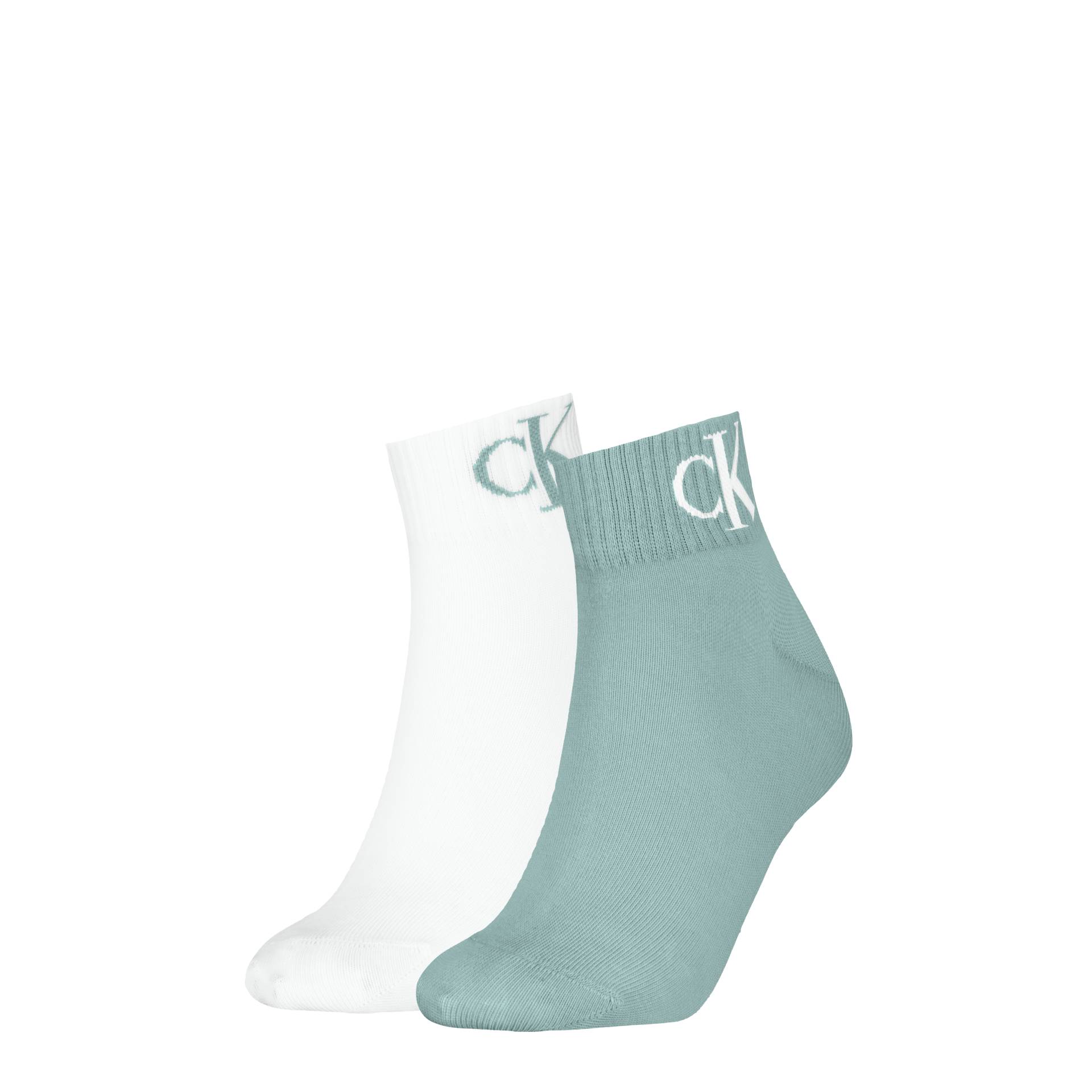 Calvin Klein Jeans Kurzsocken "CKJ WOMEN QUARTER 2P MONOGRAM" 2 Paar, 2 Stk. tlg. mit Logostickerei von Calvin Klein Jeans