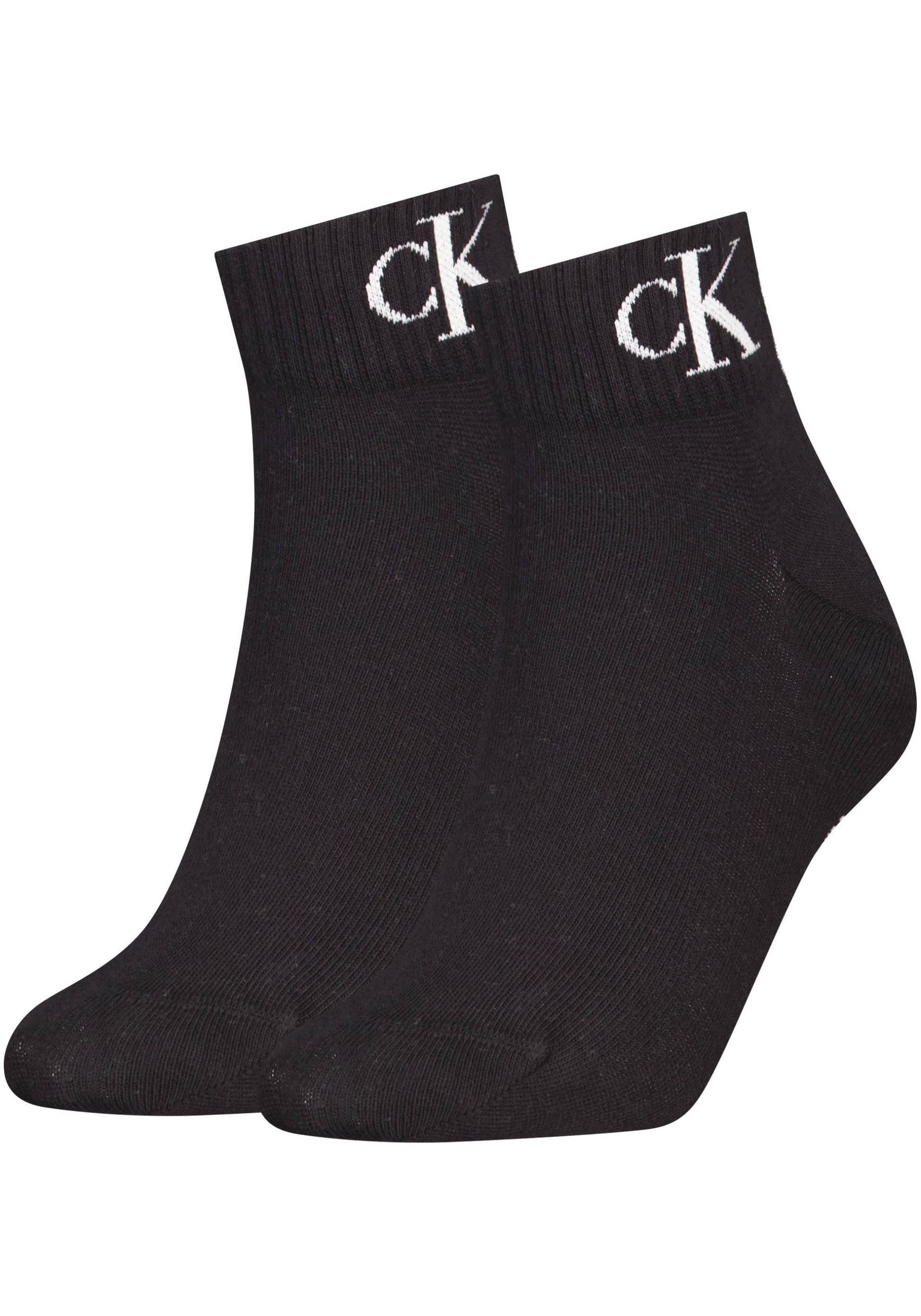 Calvin Klein Jeans Kurzsocken "CKJ WOMEN QUARTER 2P MONOGRAM" 2 Paar, 2 Stk. tlg. mit Logostickerei von Calvin Klein Jeans