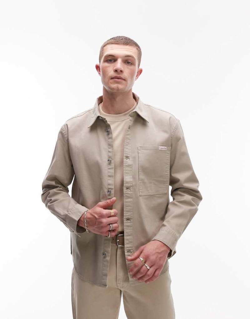 Calvin Klein Jeans - Langärmliges Hemd aus Baumwollcanvas in Beige-Neutral von Calvin Klein Jeans